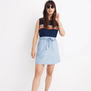 Madewell Denim Button-Front Tie Mini Skirt Size 00